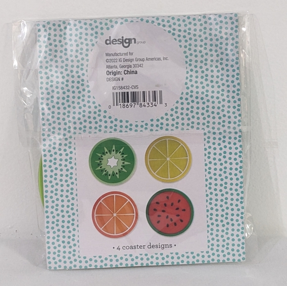 NEW 4 PC Fruits Silicone Coaster Set - Picture 3 of 5